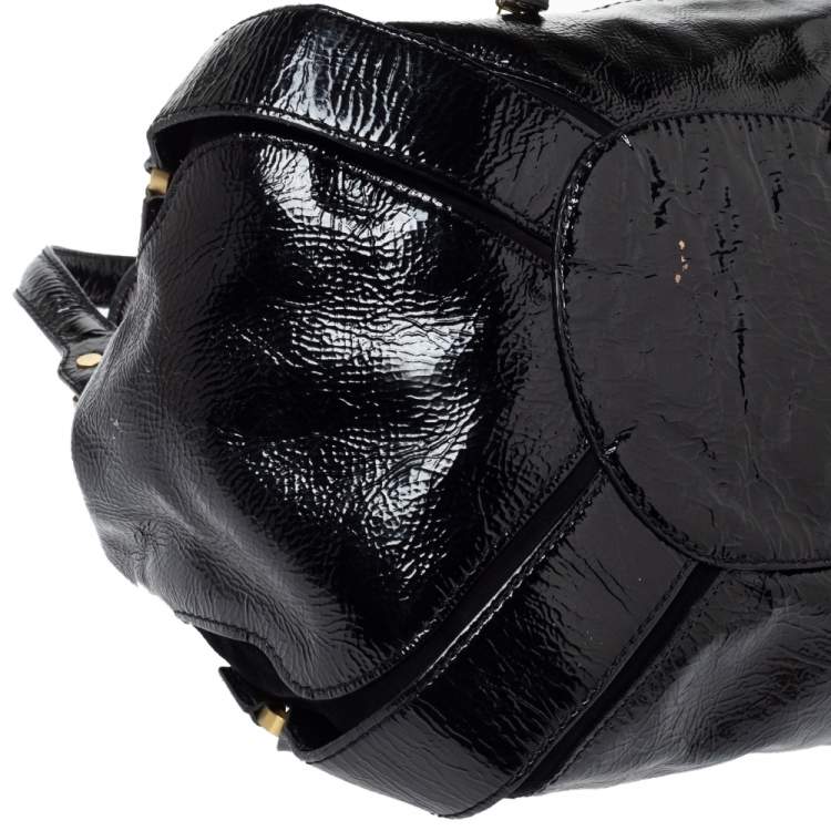 Pre Owned Jimmy Choo Black Patent Leather and Suede Mahala Bag