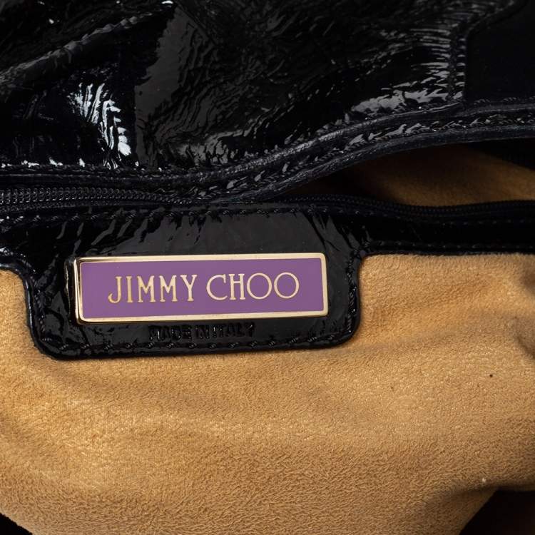 Pre Owned Jimmy Choo Black Patent Leather and Suede Mahala Bag