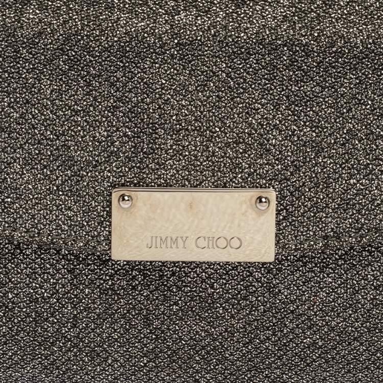 Pre Owned Jimmy Choo Grey Shimmer Fabric Riane Chain Clutch