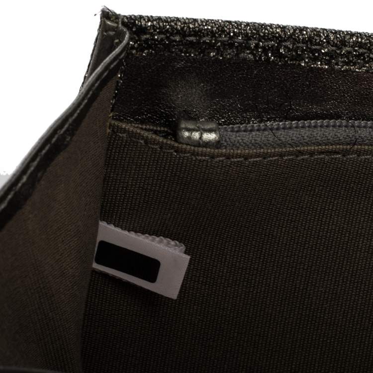 Pre Owned Jimmy Choo Grey Shimmer Fabric Riane Chain Clutch
