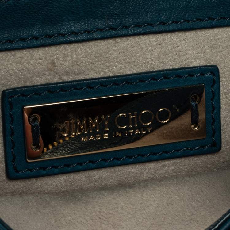 Pre Owned Jimmy Choo Dark Teal Leather and Python Trim Zadie Crossbody Bag