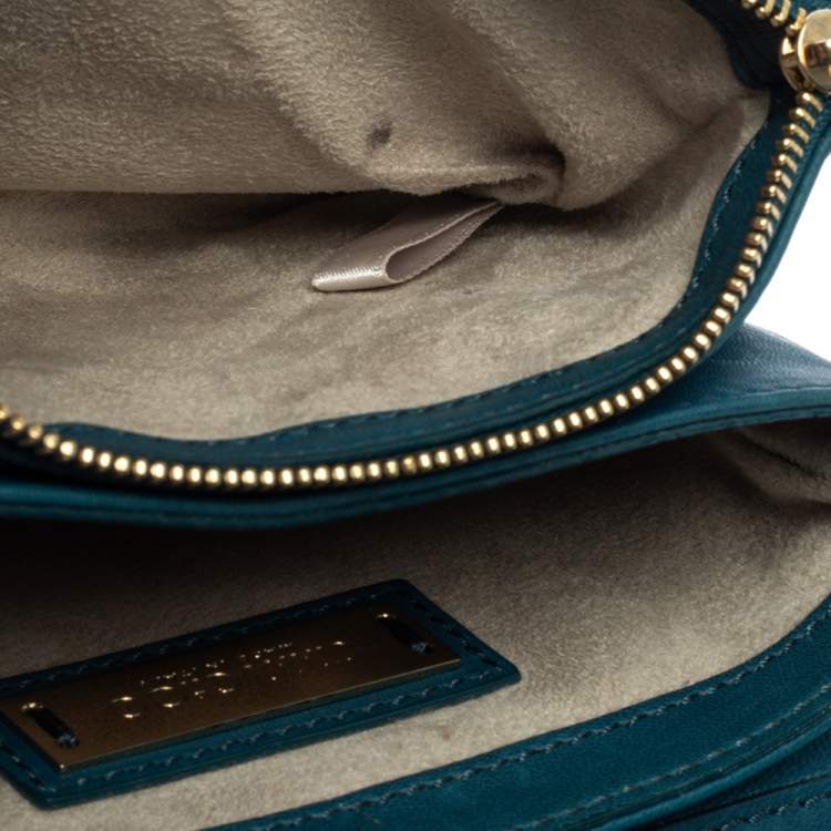 Pre Owned Jimmy Choo Dark Teal Leather and Python Trim Zadie Crossbody Bag