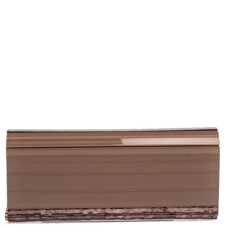 Pre Owned Jimmy Choo Beige Glitter Acrylic Sweetie Chain Clutch