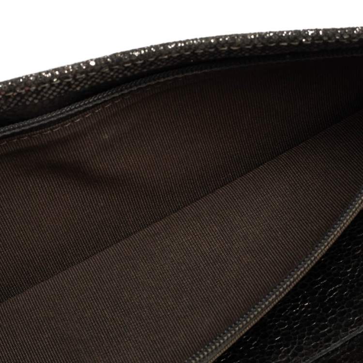 مملوكة مسبقًا Jimmy Choo Silver Lamé Glitter Riane Clutch