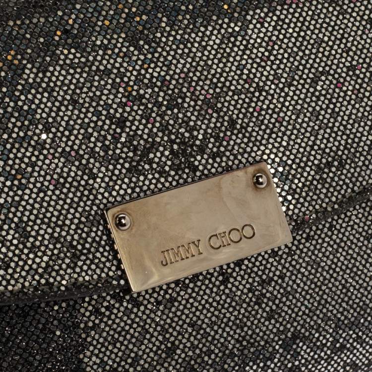 مملوكة مسبقًا Jimmy Choo Silver Lamé Glitter Riane Clutch