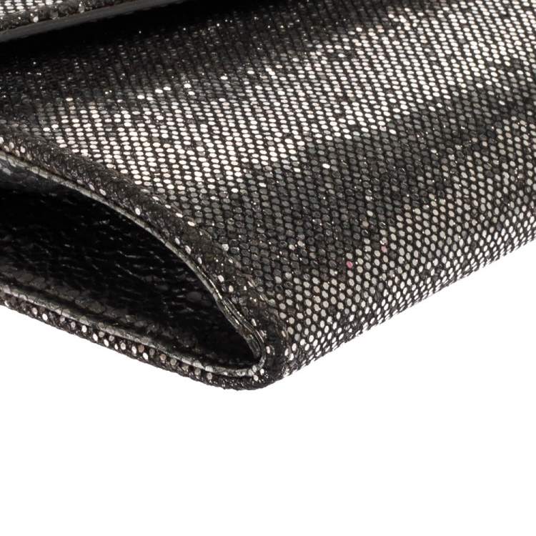 مملوكة مسبقًا Jimmy Choo Silver Lamé Glitter Riane Clutch