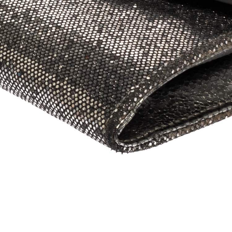 مملوكة مسبقًا Jimmy Choo Silver Lamé Glitter Riane Clutch