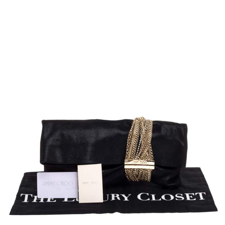 Pre Owned Jimmy Choo Black Shimmer Suede Chandra Clutch