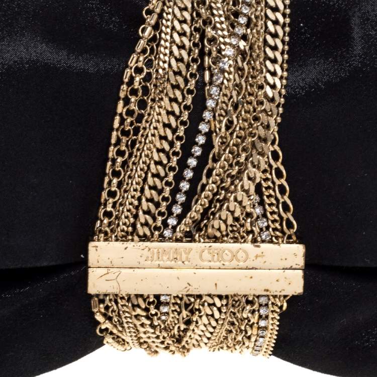 Pre Owned Jimmy Choo Black Shimmer Suede Chandra Clutch
