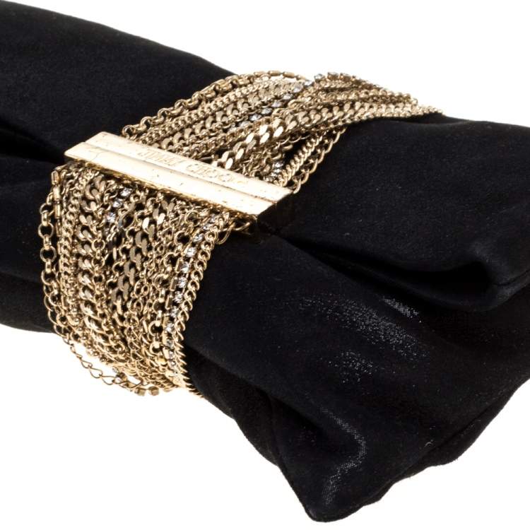 Pre Owned Jimmy Choo Black Shimmer Suede Chandra Clutch