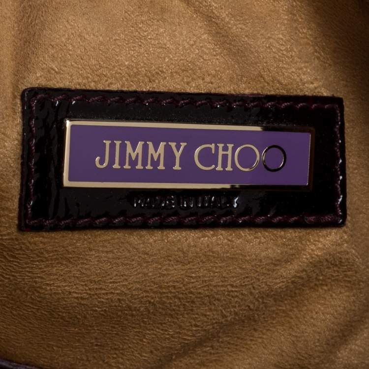 مملوكة مسبقًا Jimmy Choo Burgundy Patent Leather and Suede Mave Foldover Clutch
