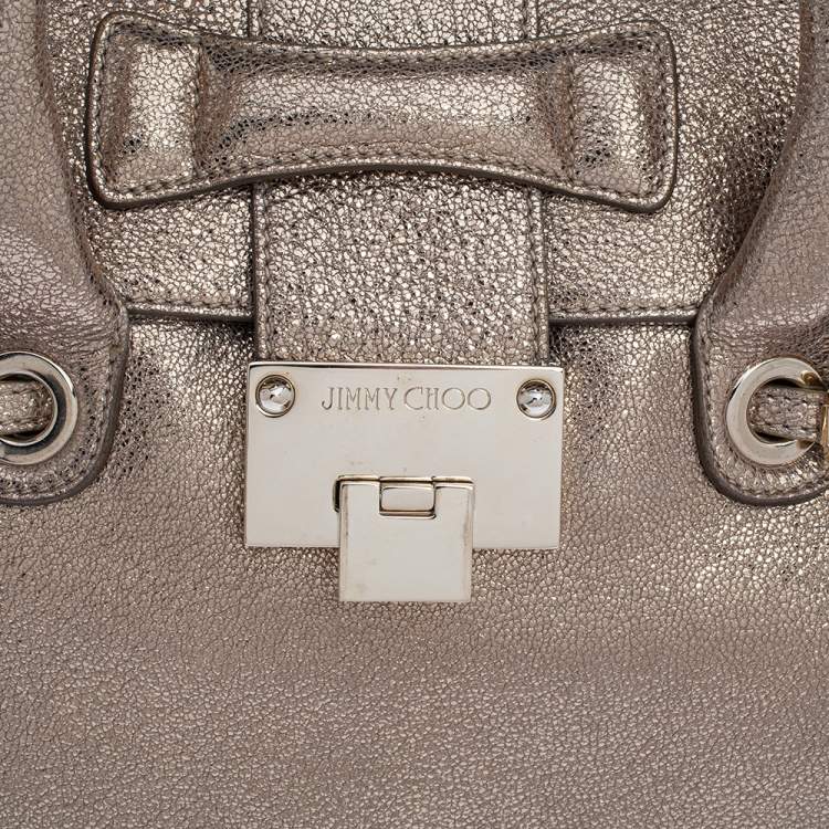Pre Owned Jimmy Choo Metallic Gold Crinkled Leather Rosalie Satchel