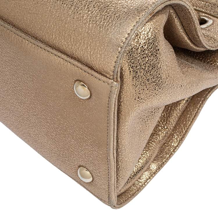 Pre Owned Jimmy Choo Metallic Gold Crinkled Leather Rosalie Satchel