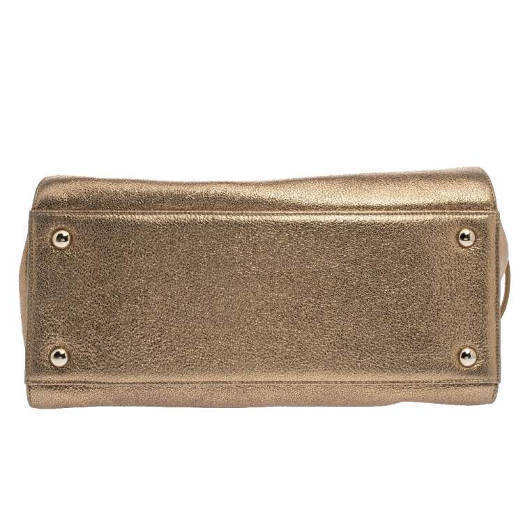 Pre Owned Jimmy Choo Metallic Gold Crinkled Leather Rosalie Satchel
