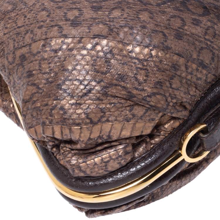 Pre Owned Jimmy Choo Brown Snakeskin Effect Leather Alex Hobo