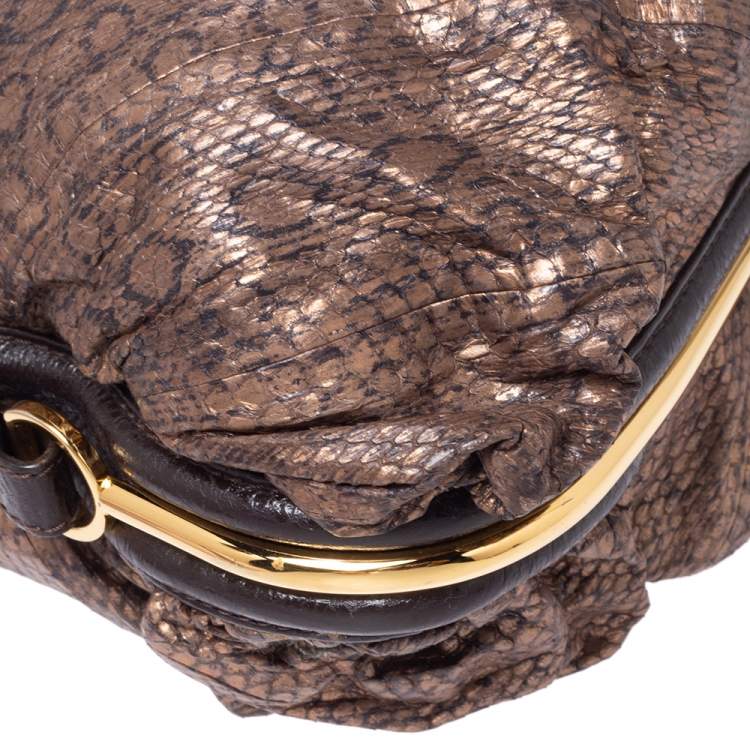 Pre Owned Jimmy Choo Brown Snakeskin Effect Leather Alex Hobo