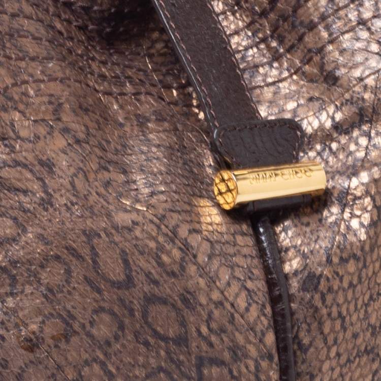 Pre Owned Jimmy Choo Brown Snakeskin Effect Leather Alex Hobo
