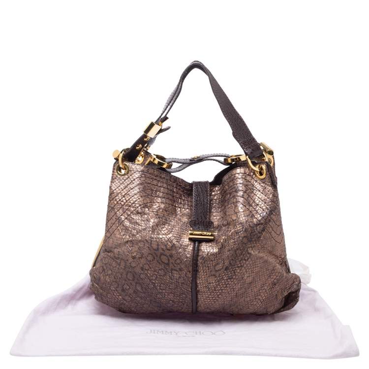 Pre Owned Jimmy Choo Brown Snakeskin Effect Leather Alex Hobo