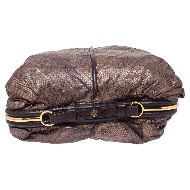 Pre Owned Jimmy Choo Brown Snakeskin Effect Leather Alex Hobo