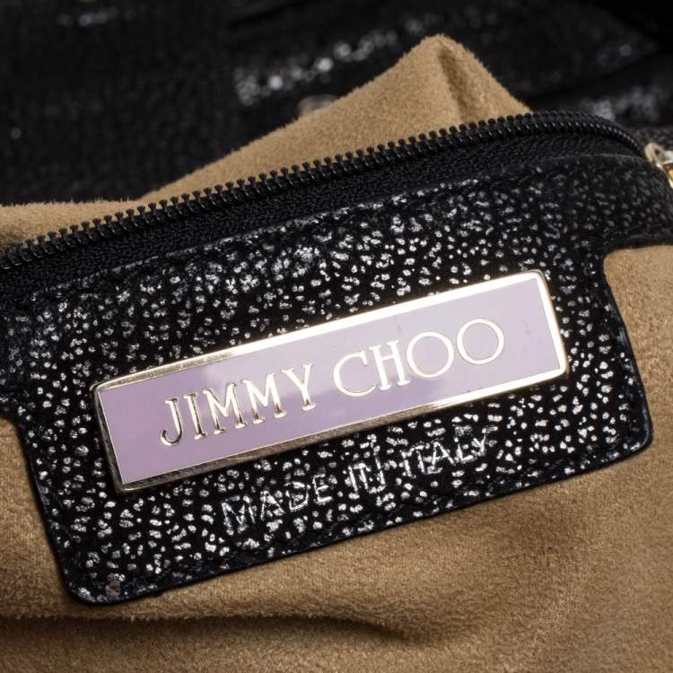مملوكة مسبقًا Jimmy Choo Black/Metallic Textured Leather Bree Shoulder Bag