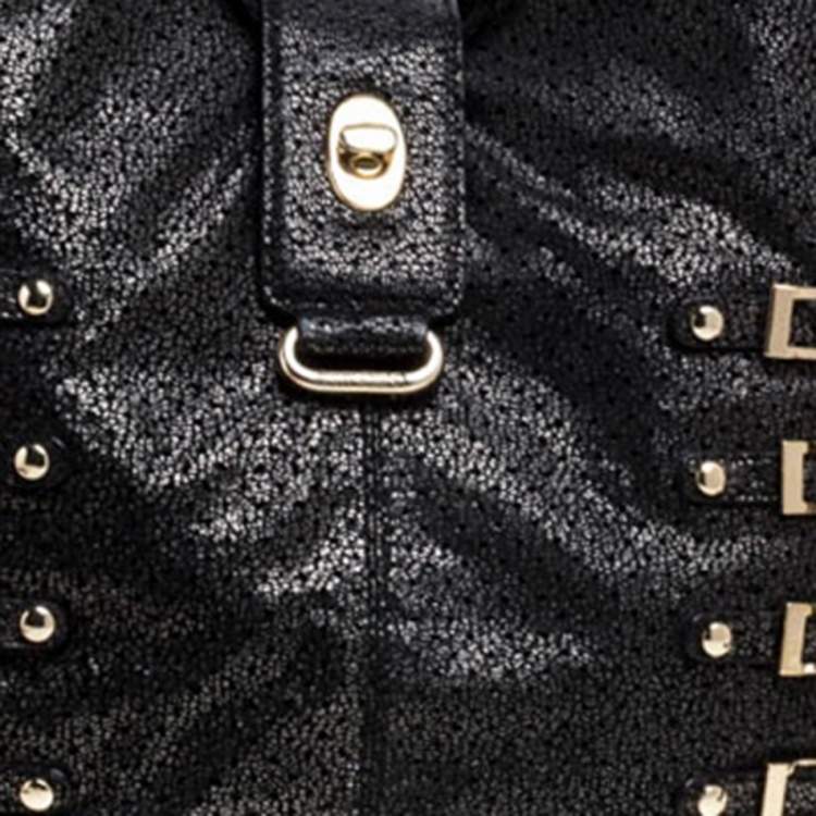 مملوكة مسبقًا Jimmy Choo Black/Metallic Textured Leather Bree Shoulder Bag