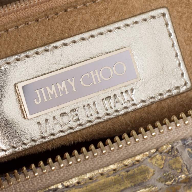 Pre Owned Jimmy Choo Metallic Gold Python Tulita Wristlet Clutch
