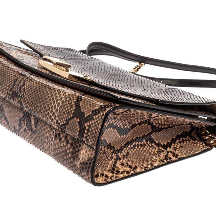 Pre Owned Jimmy Choo Brown Python Rebel Shoulder Bag
