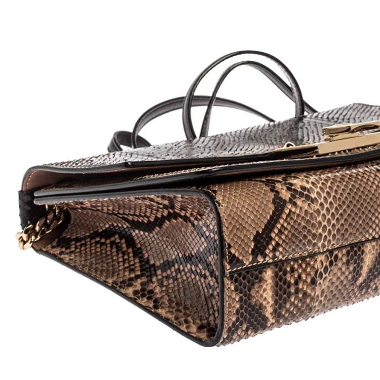 Pre Owned Jimmy Choo Brown Python Rebel Shoulder Bag