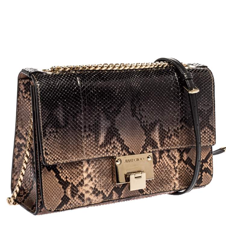 Pre Owned Jimmy Choo Brown Python Rebel Shoulder Bag