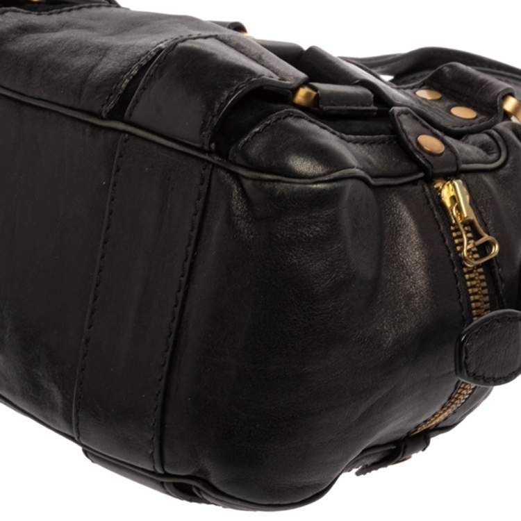 Pre Owned Jimmy Choo Black Leather Malena Satchel