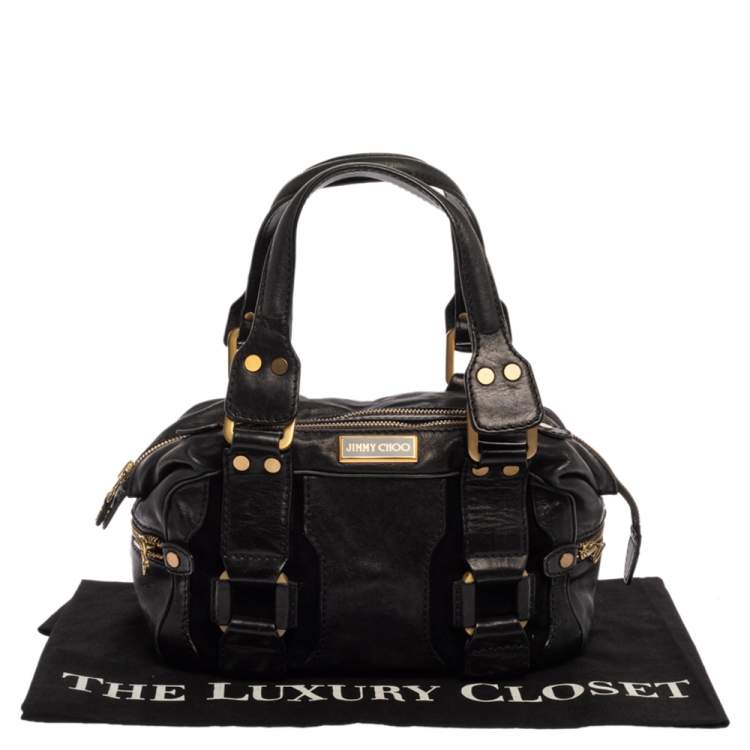 Pre Owned Jimmy Choo Black Leather Malena Satchel