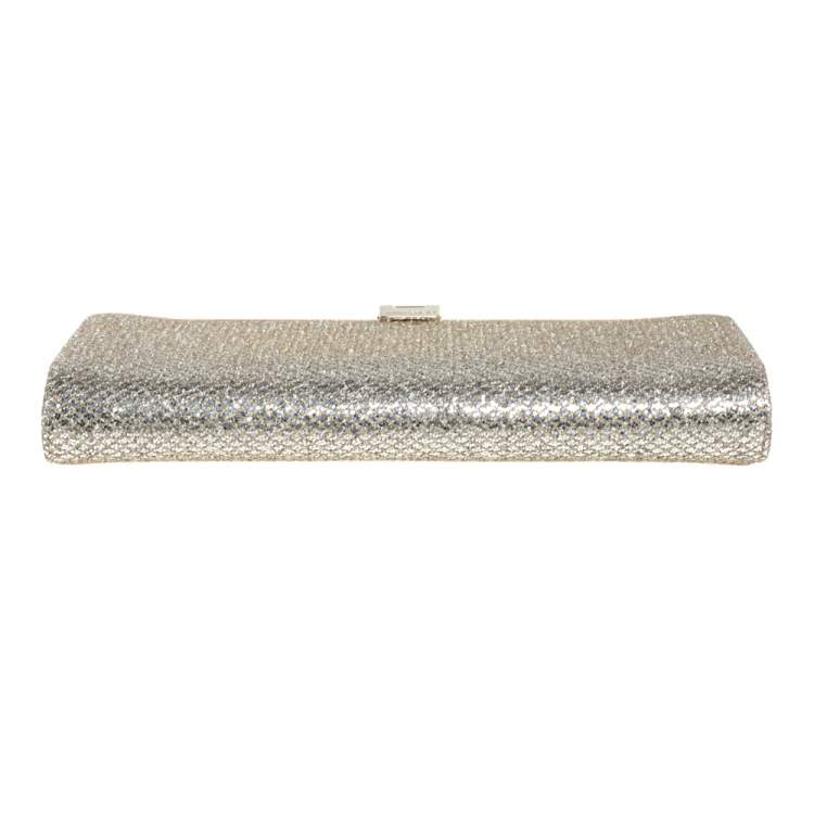 Pre Owned Jimmy Choo Metallic Gold Lace and Glitter Camille Clutch