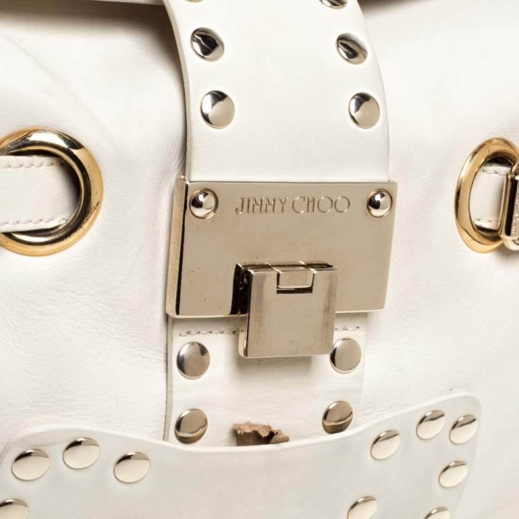 Pre Owned Jimmy Choo Cream Leather Medium Rosalie Satchel