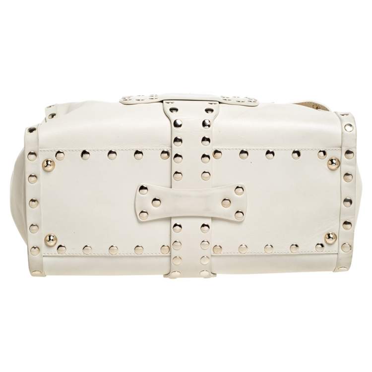Pre Owned Jimmy Choo Cream Leather Medium Rosalie Satchel