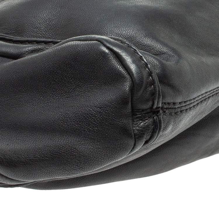Pre Owned Jimmy Choo Black Leather Oversized Chain Zip Clutch