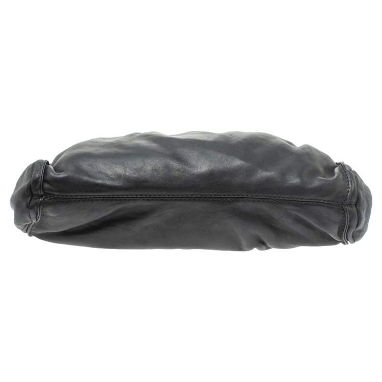 Pre Owned Jimmy Choo Black Leather Oversized Chain Zip Clutch