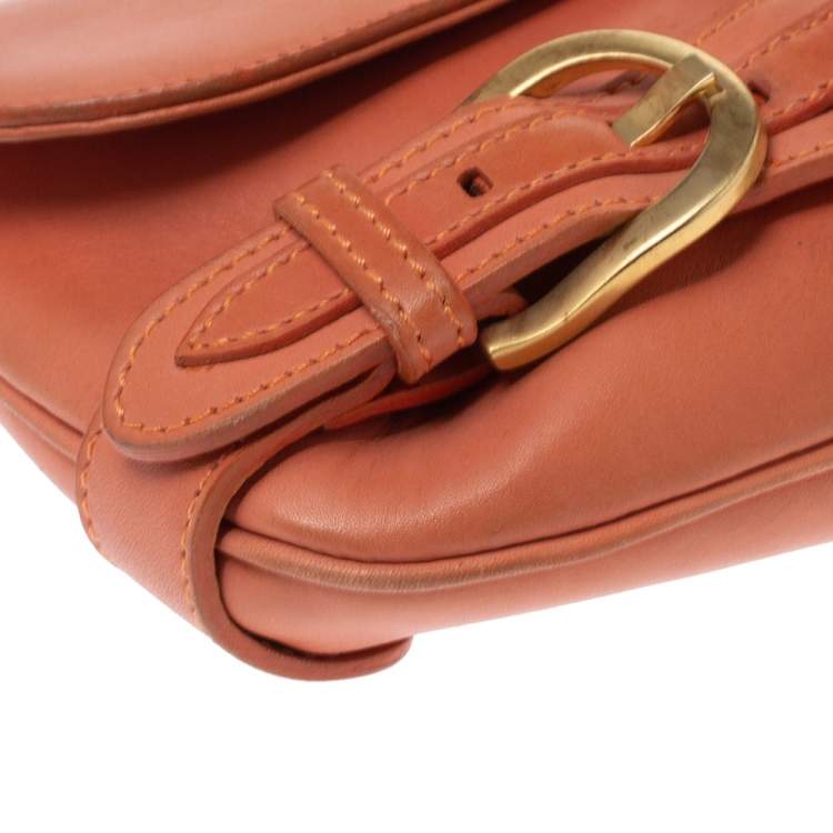 Pre Owned Jimmy Choo Orange Leather Tulita Chain Clutch