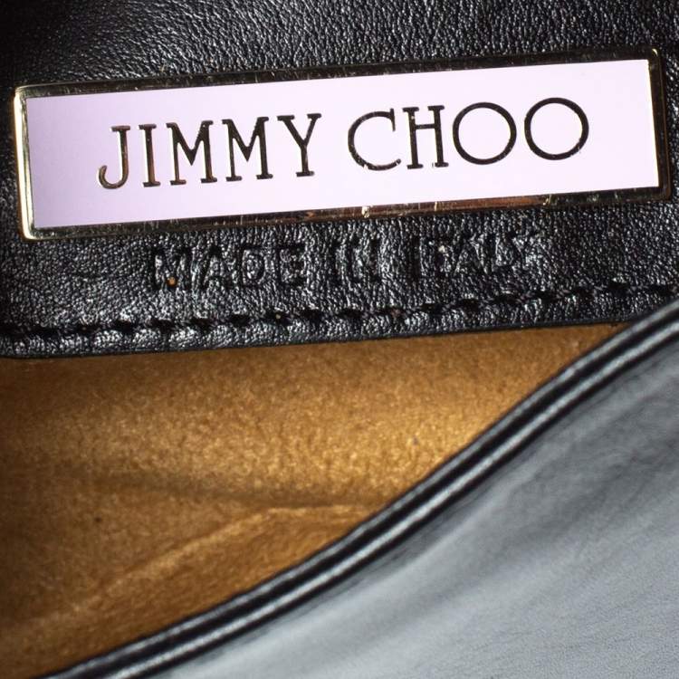 Pre Owned Jimmy Choo Black Studded Leather Flap Clutch