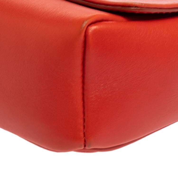 Pre Owned Jimmy Choo Orange Leather Mini Ruby Crossbody Bag