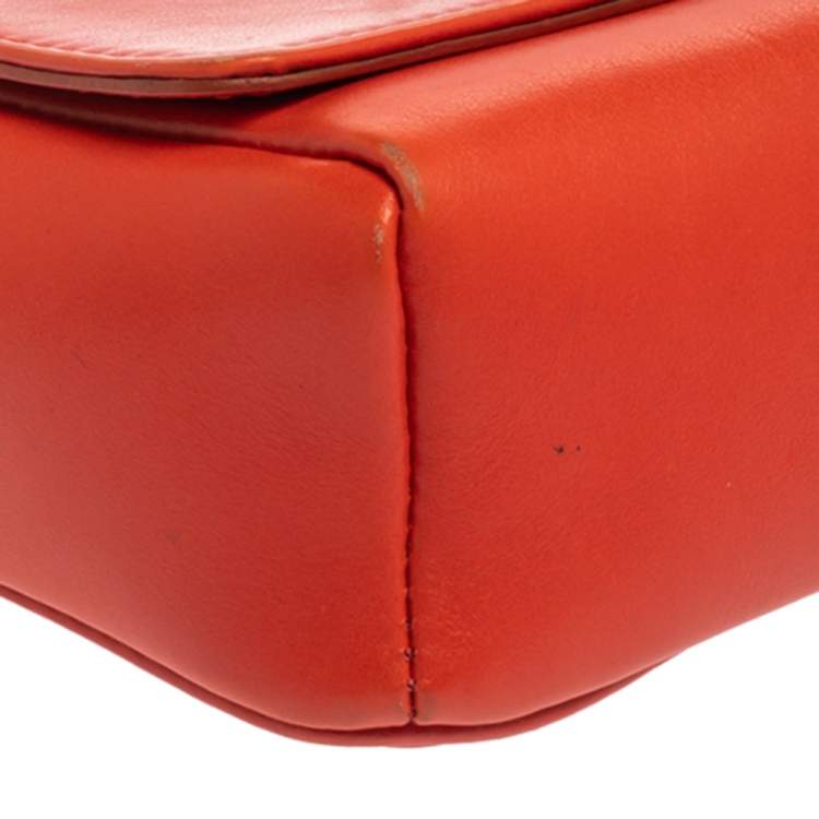Pre Owned Jimmy Choo Orange Leather Mini Ruby Crossbody Bag