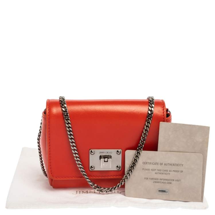 Pre Owned Jimmy Choo Orange Leather Mini Ruby Crossbody Bag
