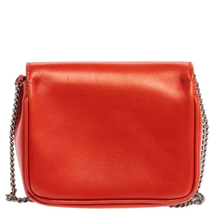 Pre Owned Jimmy Choo Orange Leather Mini Ruby Crossbody Bag