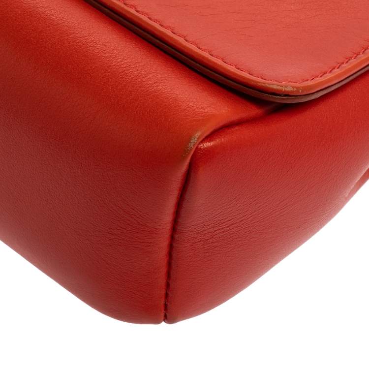 Pre Owned Jimmy Choo Orange Leather Mini Ruby Crossbody Bag