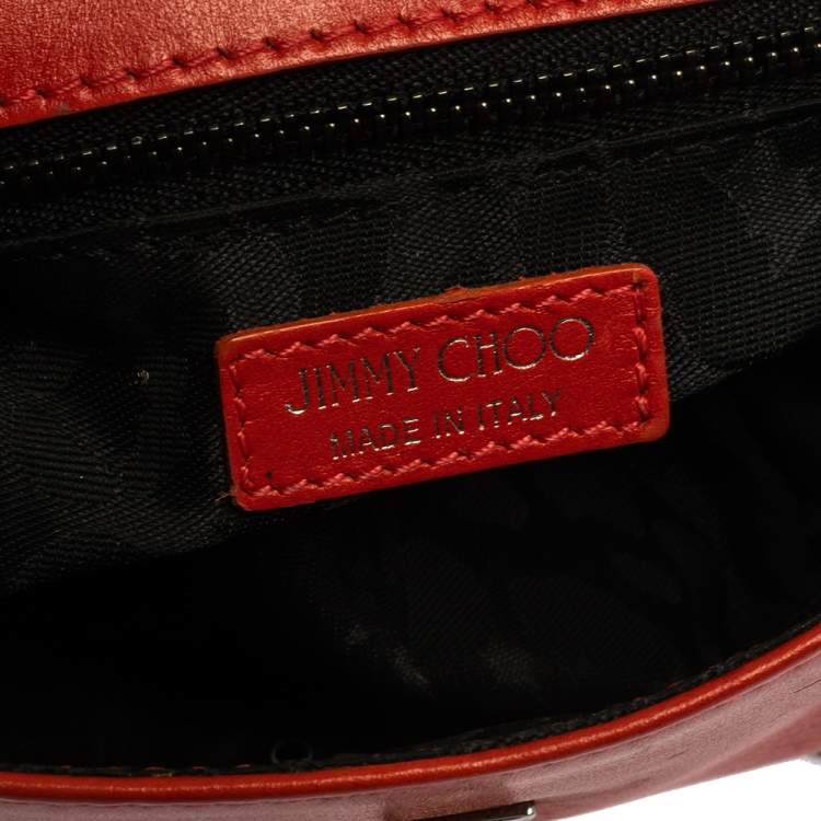 Pre Owned Jimmy Choo Orange Leather Mini Ruby Crossbody Bag