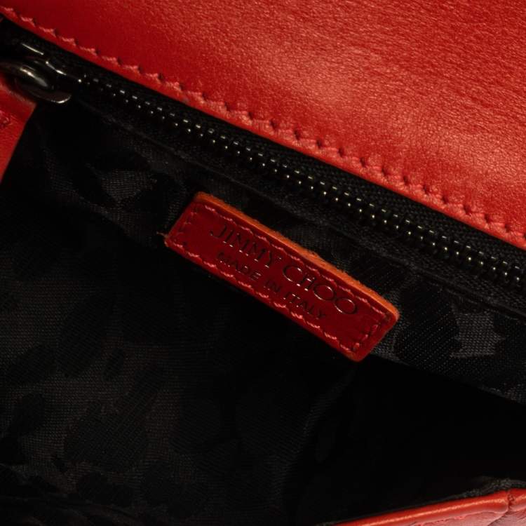 Pre Owned Jimmy Choo Orange Leather Mini Ruby Crossbody Bag