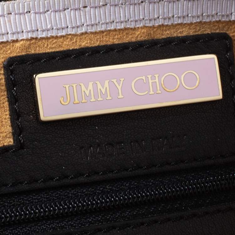 Pre Owned Jimmy Choo Black Lizard Effect Leather Rosa Satchel