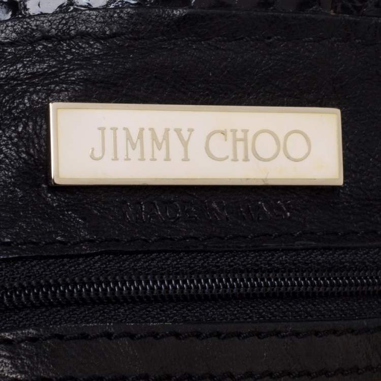 Pre Owned Jimmy Choo Black Crinkled Leather Roxana Hobo