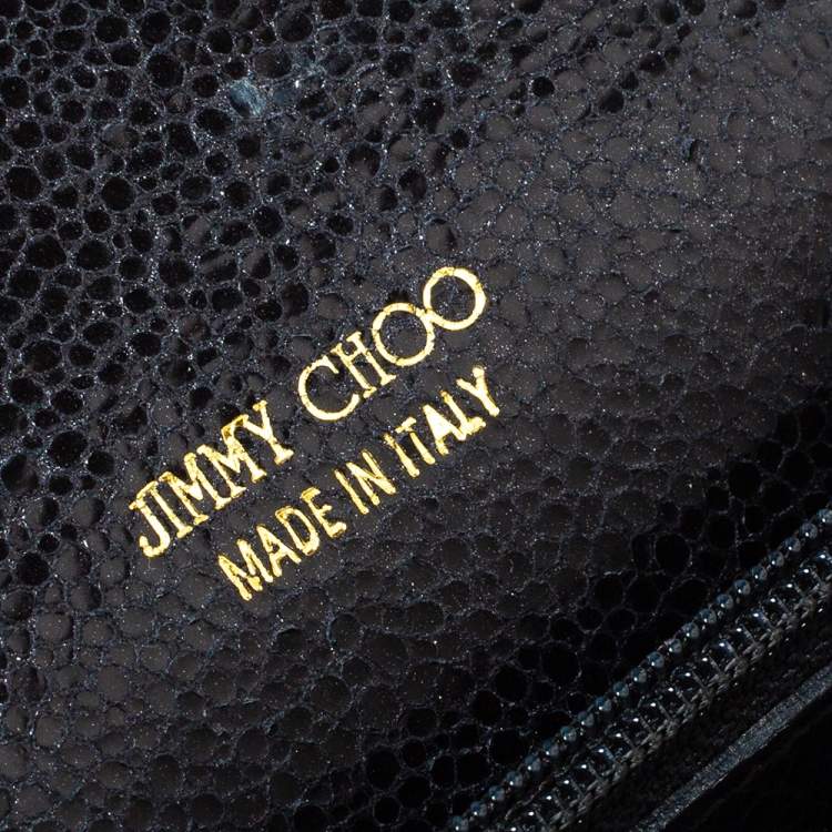 Pre Owned Jimmy Choo Black Leather and Glitter Reese Clutch