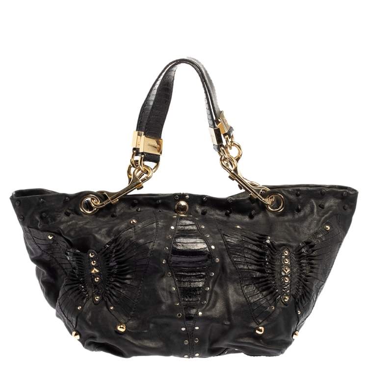 مملوكة مسبقًا Jimmy Choo Black Leather Lohla Jane Tote