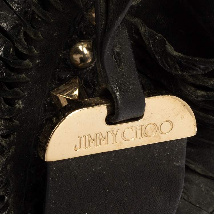 مملوكة مسبقًا Jimmy Choo Black Leather Lohla Jane Tote